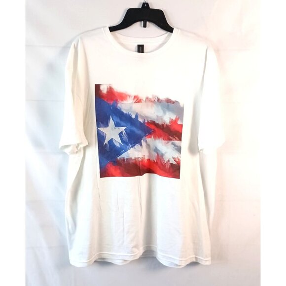 Custom Puerto Rican Flag T-Shirt White XL Unisex Original Art Cotton Tee - Picture 1 of 4